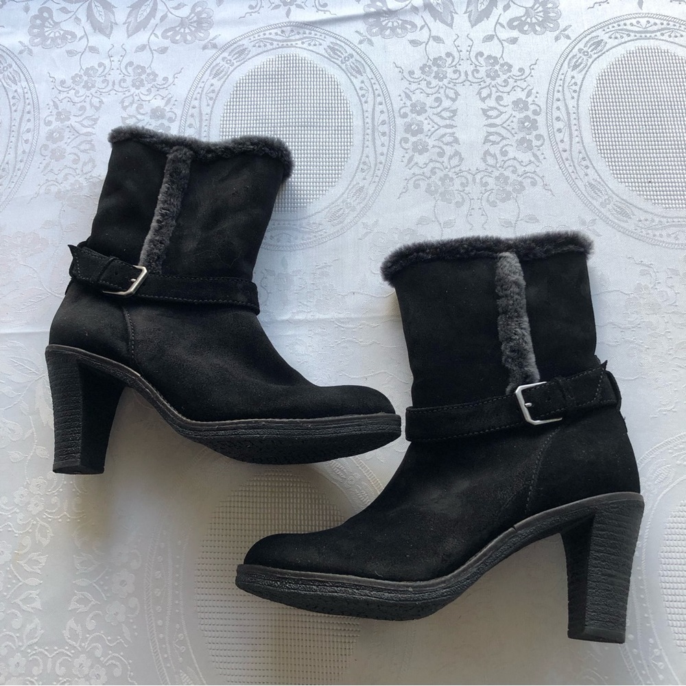 Johnston & Murphy Black Suede Leather 3” Heeled Dress Boots Women’s Size 7.5